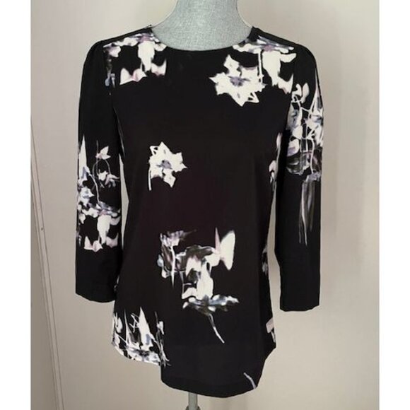 French Connection Waterflower Drape 3/4 Sleeve Blouse Size 6 - Picture 1 of 4